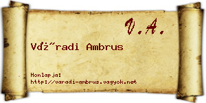 Váradi Ambrus névjegykártya